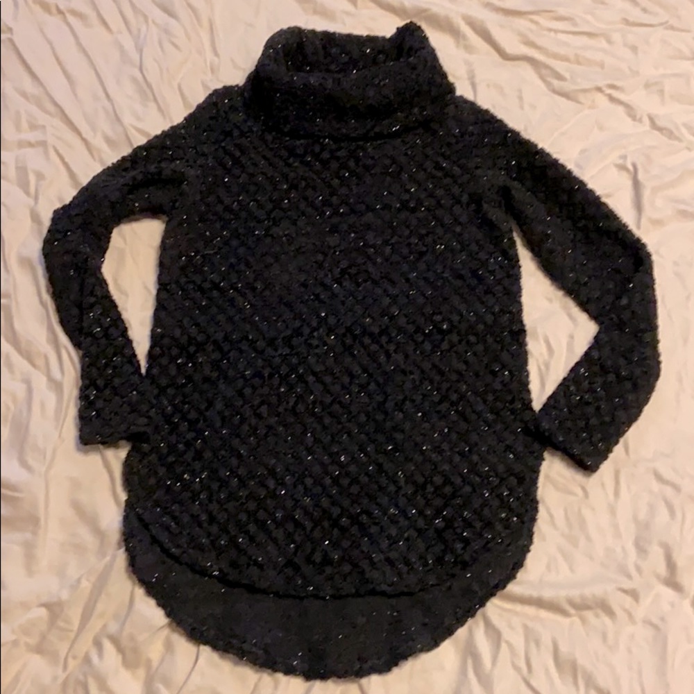 Red Lolly Cowl Neck Sweater Black w/Silver Thread